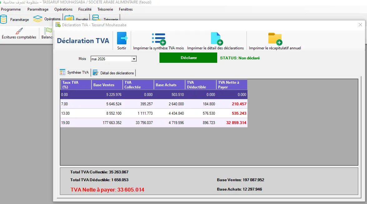logiciel comptabilite Tunisie - etat des flux de tresorerie F6004